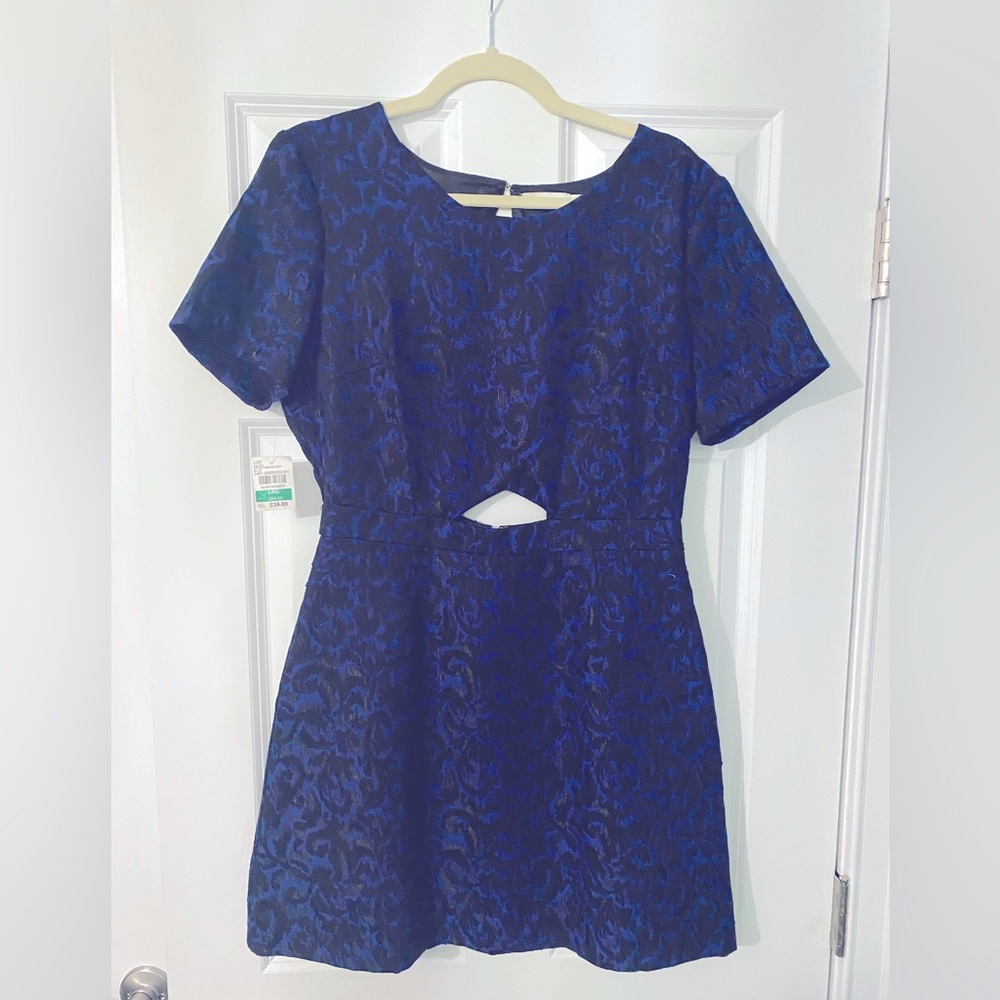 NWT LUSH Black and Blue Open Back Dress